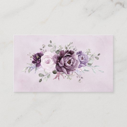 Shades of Dusty Paarse Bloom Moody Wedding Website Informatiekaartje (Achterkant)