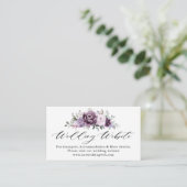Shades of Dusty Paarse Bloom Moody Wedding Website Informatiekaartje (Staand voorkant)
