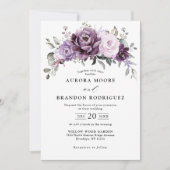 Shades of Dusty Paarse Blooms Alles in één bruilof Kaart (Voorkant)