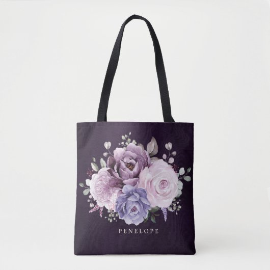 Shades of Dusty Paarse Blooms Bruidsmeisje Tote Bag (Voorkant)