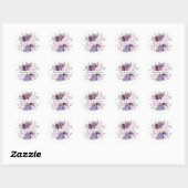 Shades of Dusty Paarse Blooms Bruiloft Dank u Ronde Sticker (Vel)