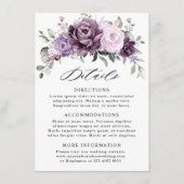 Shades of Dusty Paarse Blooms Bruiloft Details Informatiekaartje (Voorkant)