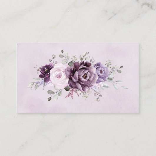 Shades of Dusty Paarse Blooms bruiloft receptie Informatiekaartje (Achterkant)