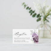 Shades of Dusty Paarse Blooms bruiloft receptie Informatiekaartje (Staand voorkant)