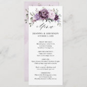 Shades of Dusty Paarse Blooms Floral Menu Kaart (Voorkant / Achterkant)