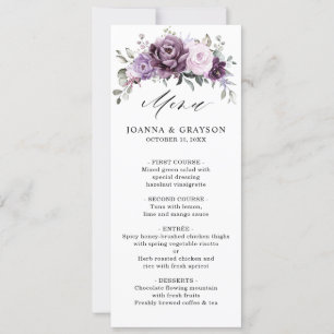 Shades of Dusty Paarse Blooms Floral Menu Kaart