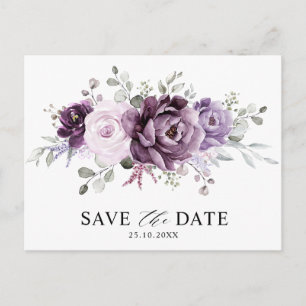 Shades of Dusty Paarse Blooms Floral Save the Date Briefkaart