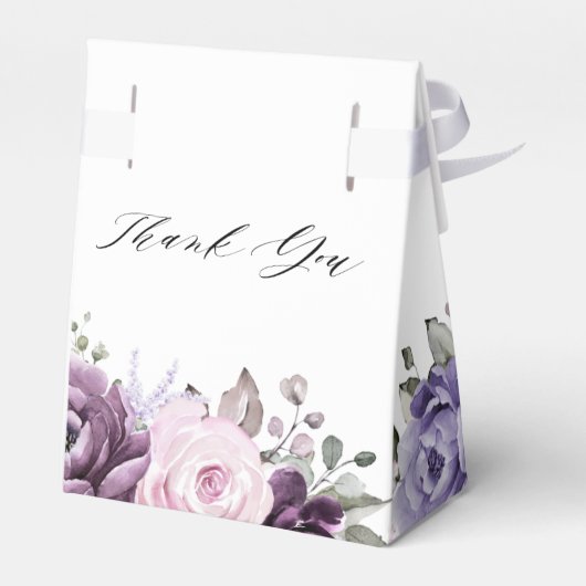 Shades of Dusty Paarse Blooms Floral Vrijgezellenf Bedankdoosjes (Achterkant)