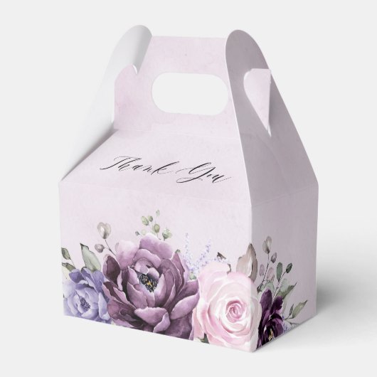 Shades of Dusty Paarse Blooms Floral Vrijgezellenf Bedankdoosjes (Voorkant Zijde)