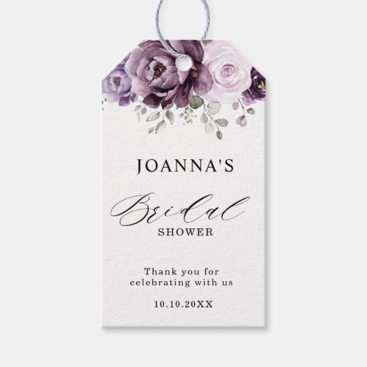 Shades of Dusty Paarse Blooms Floral Vrijgezellenf Cadeaulabel (Voorkant)