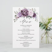 Shades of Dusty Paarse Blooms Floral Wedding Menu (Staand voorkant)
