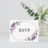 Shades of Dusty Paarse Blooms Geometric RSVP Briefkaart (Staand voorkant)