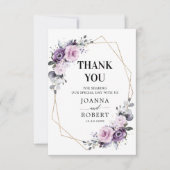 Shades of Dusty Paarse Blooms Geometric Wedding Bedankkaart (Voorkant)