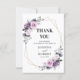 Shades of Dusty Paarse Blooms Geometric Wedding Bedankkaart