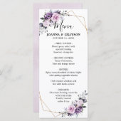 Shades of Dusty Paarse Blooms Geometric Wedding Menu (Voorkant / Achterkant)