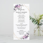 Shades of Dusty Paarse Blooms Geometric Wedding Menu (Staand voorkant)