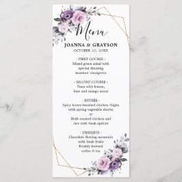 Shades of Dusty Paarse Blooms Geometric Wedding Menu