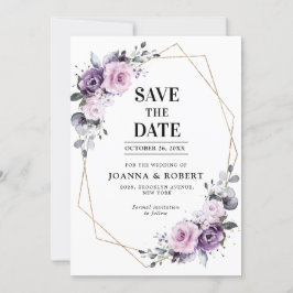 Shades of Dusty Paarse Blooms Geometric Wedding Sa Save The Date