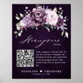 Shades of Dusty Paarse Blooms Honeymoon Fund Sign Poster (Voorkant)