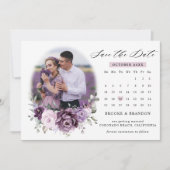 Shades of Dusty Paarse Blooms Moody Calendar Save The Date (Voorkant)