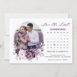 Shades of Dusty Paarse Blooms Moody Calendar Save The Date