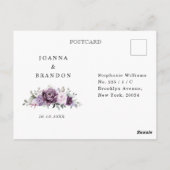 Shades of Dusty Paarse Blooms Moody Floral RSVP Briefkaart (Achterkant)