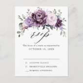 Shades of Dusty Paarse Blooms Moody Floral RSVP Briefkaart (Voorkant)