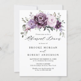 Shades of Dusty Paarse Blooms Rehearsal Dinner Kaart
