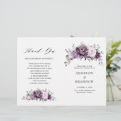 Shades of Dusty Paarse Blooms Wedding Programme (Staand voorkant)