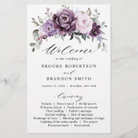 Shades of Dusty Paarse Blooms Wedding Programme