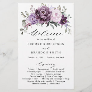 Shades of Dusty Paarse Blooms Wedding Programme
