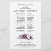 Shades of Dusty Paarse Blooms Wedding Programme (Achterkant)