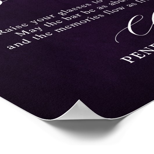 Shades of Dusty Paarse Bruiloft Open Bar Teken Poster (Hoek)