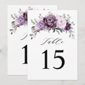 Shades of Dusty Paarse Trouwtafel Nummer Kaart (Voorkant / Achterkant)