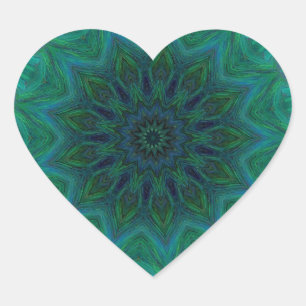 Shades of Emerald Green Mandala Pattern Hart Sticker