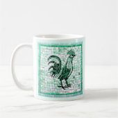 Shades of Green and Black Mosaic Chicken Art Koffiemok (Links)