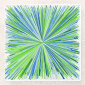 Shades of Green and Blue Line Burst Pattern Glazen Onderzetter (Voorkant)