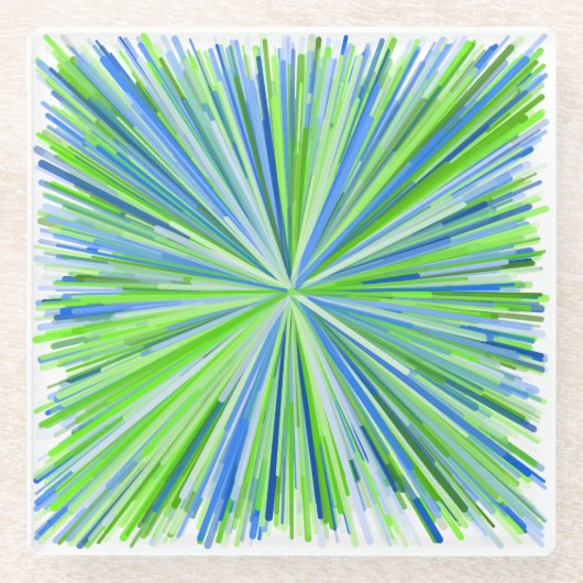 Shades of Green and Blue Line Burst Pattern Glazen Onderzetter (Voorkant)