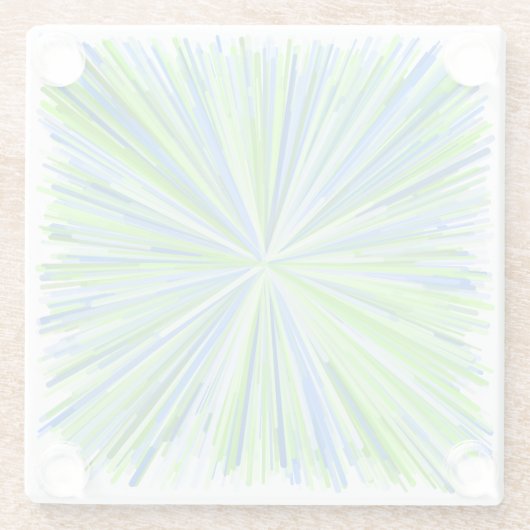 Shades of Green and Blue Line Burst Pattern Glazen Onderzetter (Achterkant)