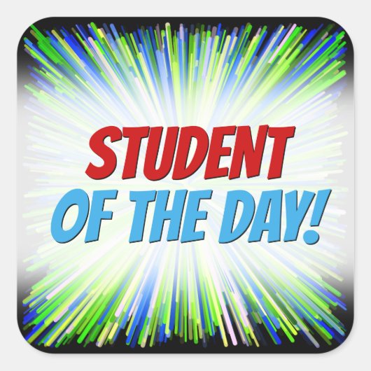 Shades of Green and Blue Line Burst Pattern Vierkante Sticker (Voorkant)