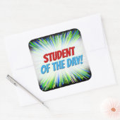 Shades of Green and Blue Line Burst Pattern Vierkante Sticker (Envelop)