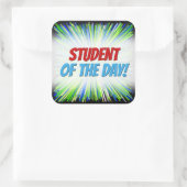 Shades of Green and Blue Line Burst Pattern Vierkante Sticker (Tas)