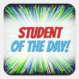 Shades of Green and Blue Line Burst Pattern Vierkante Sticker