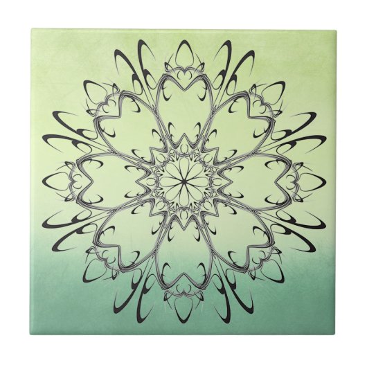 Shades of Green Black Motif Ceramic Tile Tegeltje (Voorkant)