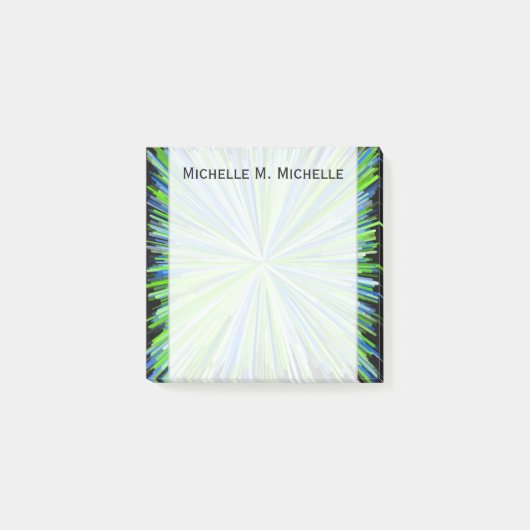 Shades of Green/Blue Line Burst Pattern + Name Post-it® Notes (Voorkant)