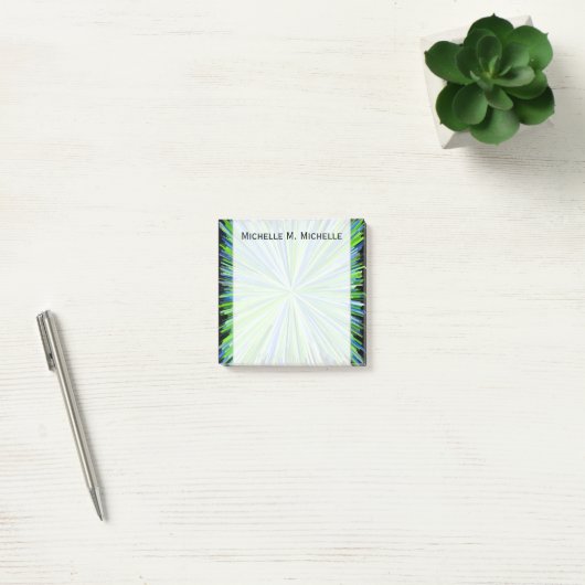 Shades of Green/Blue Line Burst Pattern + Name Post-it® Notes (Kantoor)
