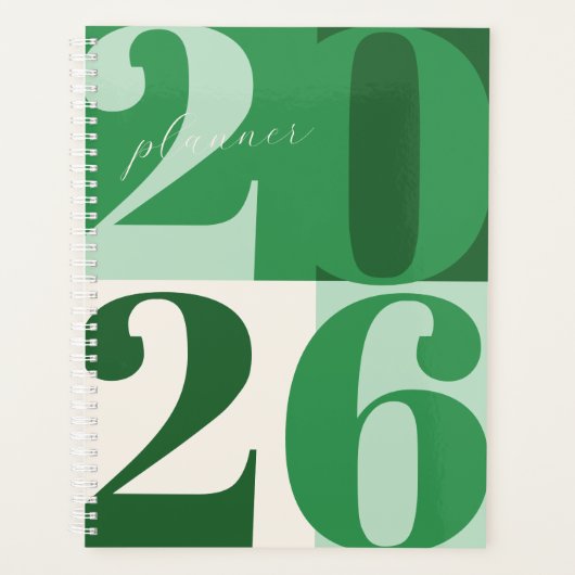 Shades of Green Bold Year Color Block Planner (Voorkant)