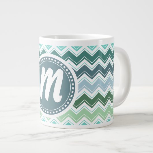 Shades of Green Elegant Chevron Pattern Grote Koffiekop (Voorkant rechts)