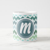 Shades of Green Elegant Chevron Pattern Grote Koffiekop (Voorkant)