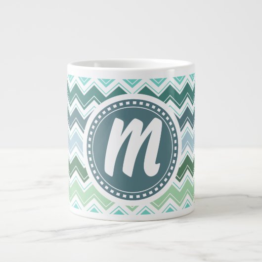 Shades of Green Elegant Chevron Pattern Grote Koffiekop (Voorkant)